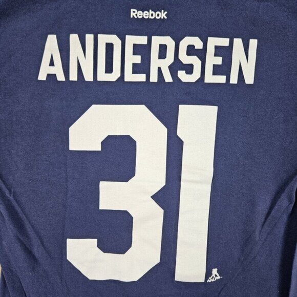 Reebok Toronto Maple Leafs NHL Andersen #31 T-Shirt Men's Sz M Blue Short Sleeve - Picture 8 of 10